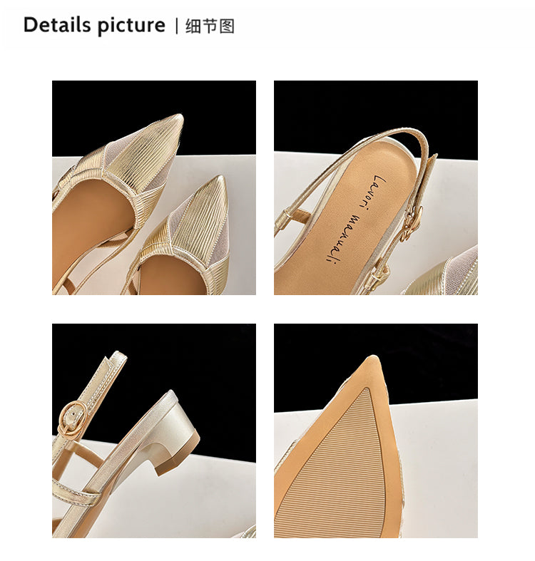 Karin Luna In Stock Spot Goods  Mesh Patchwork Pointed Toe Elegant Closed-Toe Sandals