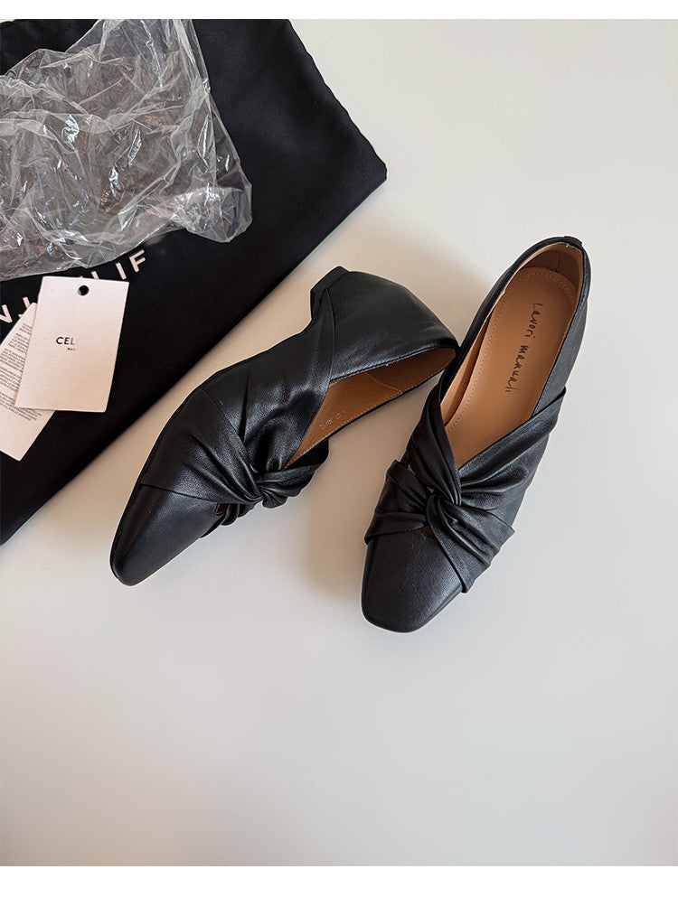 Karin Luna Cross Design Square Toe Hidden Wedge Shoes