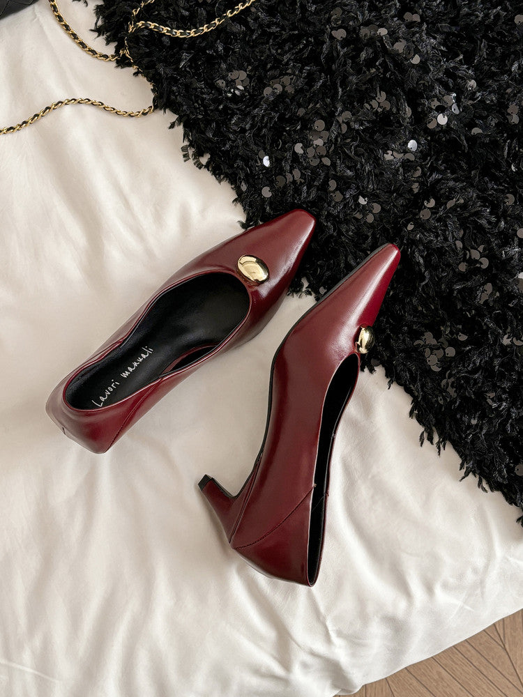 Karin Luna In Stock In Stock ~Basic Versatile French Style Small Square Toe Shallow Mouth Single Shoes