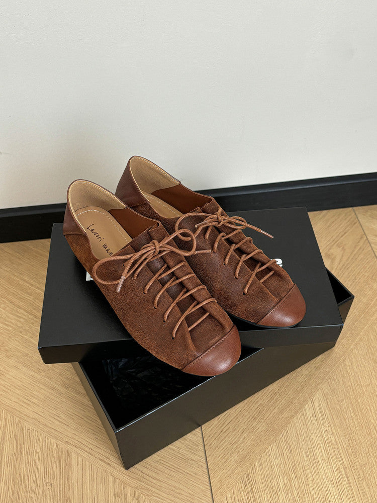 Karin Luna In Stock In Stock   Xiaohongshu Hot-Selling Lace-Up Round-Toe Deep Mouth Single Shoes