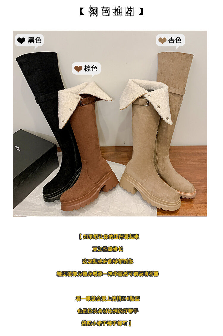 Karin Luna has prepared stock  Main Push Main Push  Hot-selling Large Sole Self-flowing Foldable Round Toe Over-the-Knee Boots