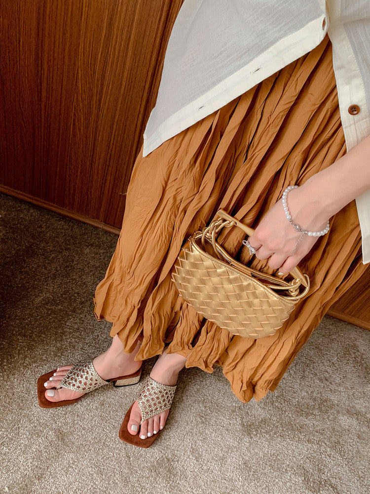 Karin Luna Hot-Selling Braided Style  In stock Toe-strap Woven Sofa Insole Slippers