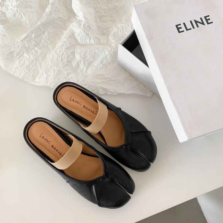 Karin Luna Classic Split-Toe Shoes  Explosive Pattern One-Strap Mary Jane Height-Increasing Full Leather Closed-Toe Slippers
