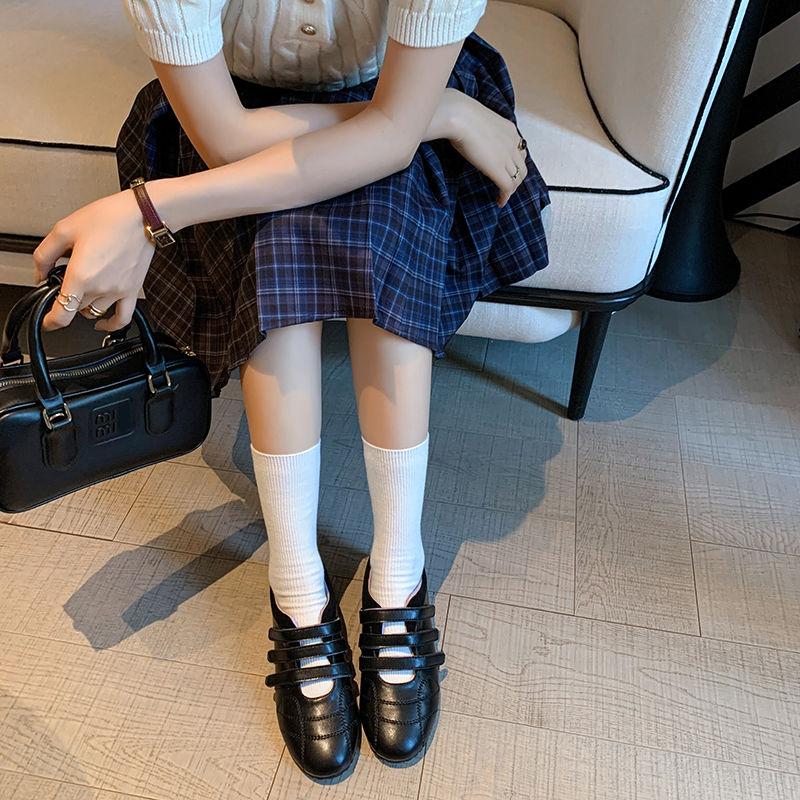 Karin Luna Casual Shoes Series~  In Stock In Stock Magic Tape Round Toe Internal Height Increase Single Strap Flats