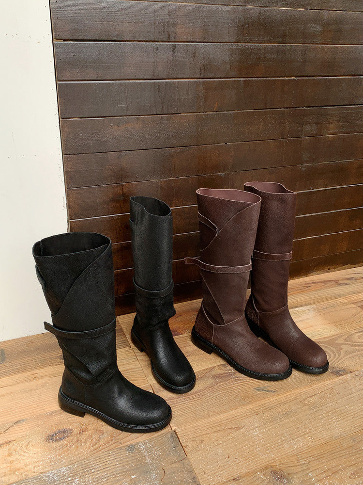 Karin Luna In Stock Spot Goods   Heavy-duty Edition Highly Consuming Material Round Toe Long Boots
