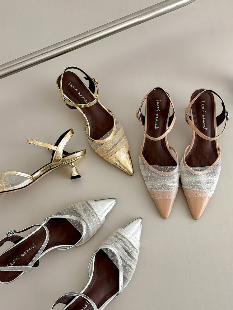 Karin Luna In Stock Spot Goods  Elegant Mesh Pointed Toe Sandals