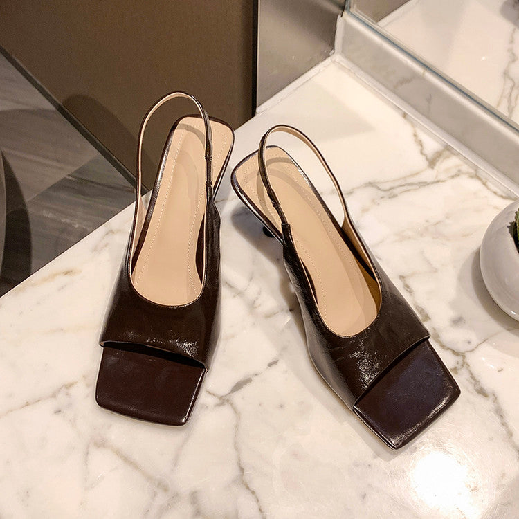 Karin Luna Classic Style Square Toe Open Toe French Retro Sandals