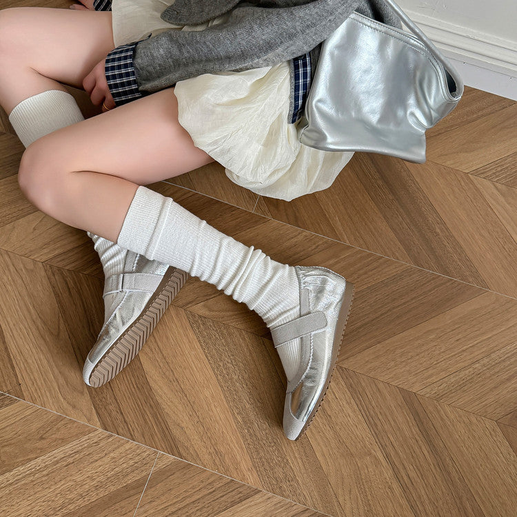 Karin Luna Casual Shoes Series~  In Stock In Stock Magic Tape Round Toe Internal Height Increase Single Strap Flats