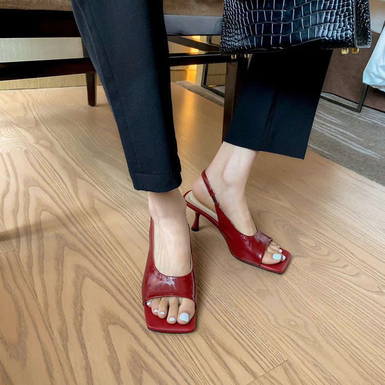 Karin Luna Classic Style Square Toe Open Toe French Retro Sandals