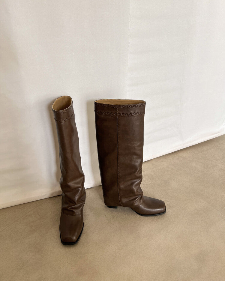 Karin Luna cool girl Stylish and Sweet Square-Toe Booties