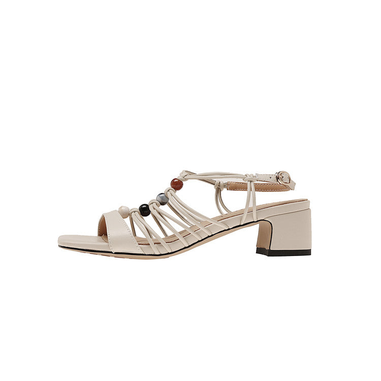 Karin Luna Bohemian Vacation Style~Square Toe Open Toe Sandals