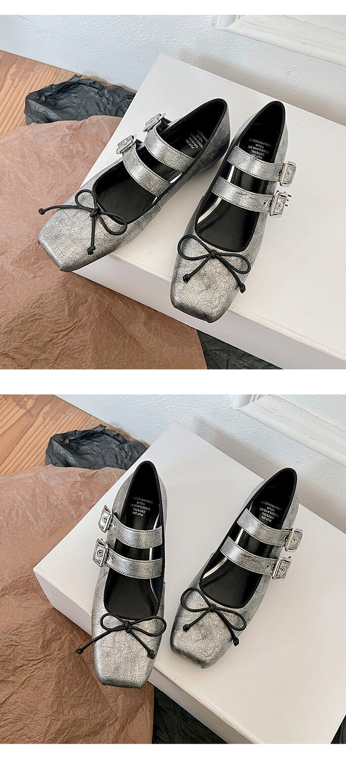 Karin Luna Future Sense silver~Spot Goods Spot Goods Hot-selling Bowknot Retro Belt Buckle Ballet Mary Jane Shoes