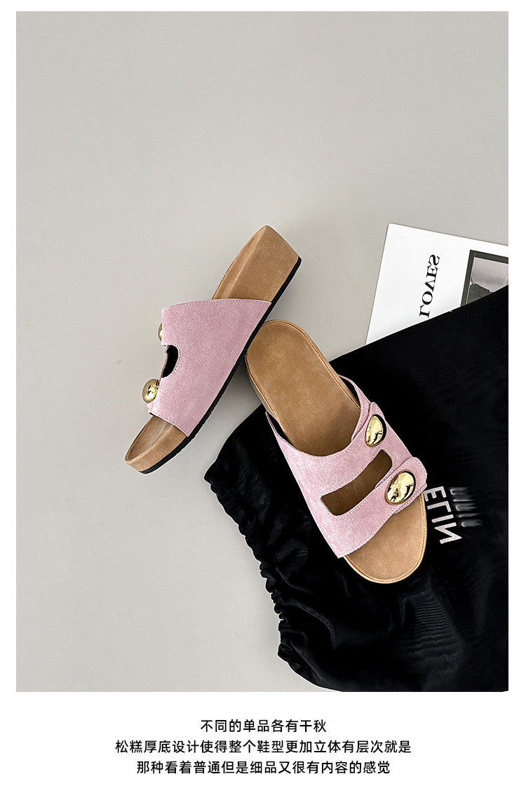 Karin Luna   Casual Style   Thick Sole Belt Buckle Slide Sandals