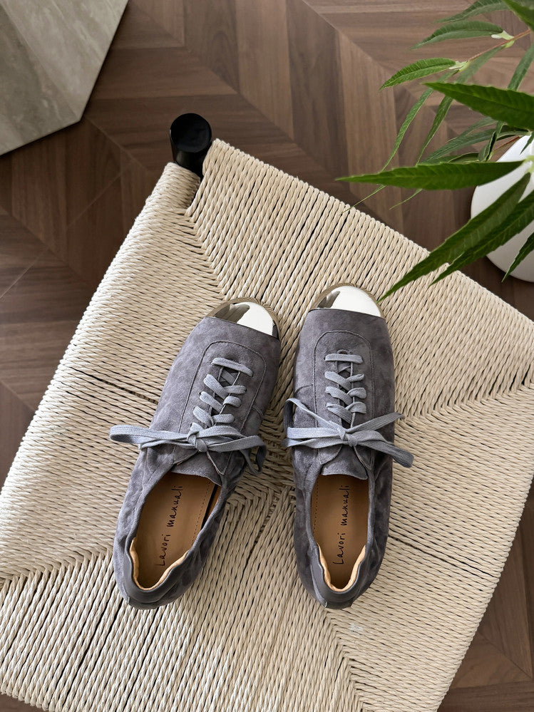 Karin Luna In Stock In Stock  High-end Metal Toe Lace-up Flats