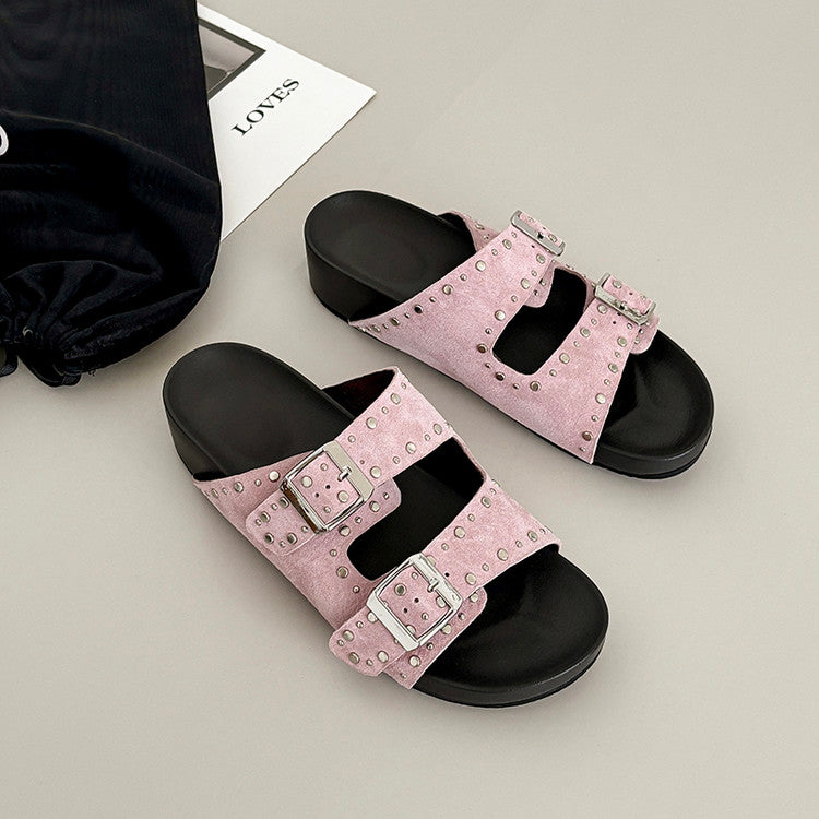 Karin Luna In Stock Spot Goods Casual Thick-Soled Belt Buckle Slippers