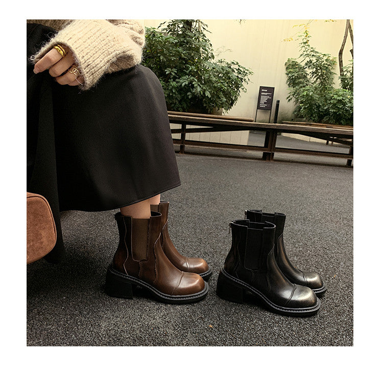 Karin Luna In Stock Spot Goods  Round Toe Stretch Round Toe Chelsea Short Boots