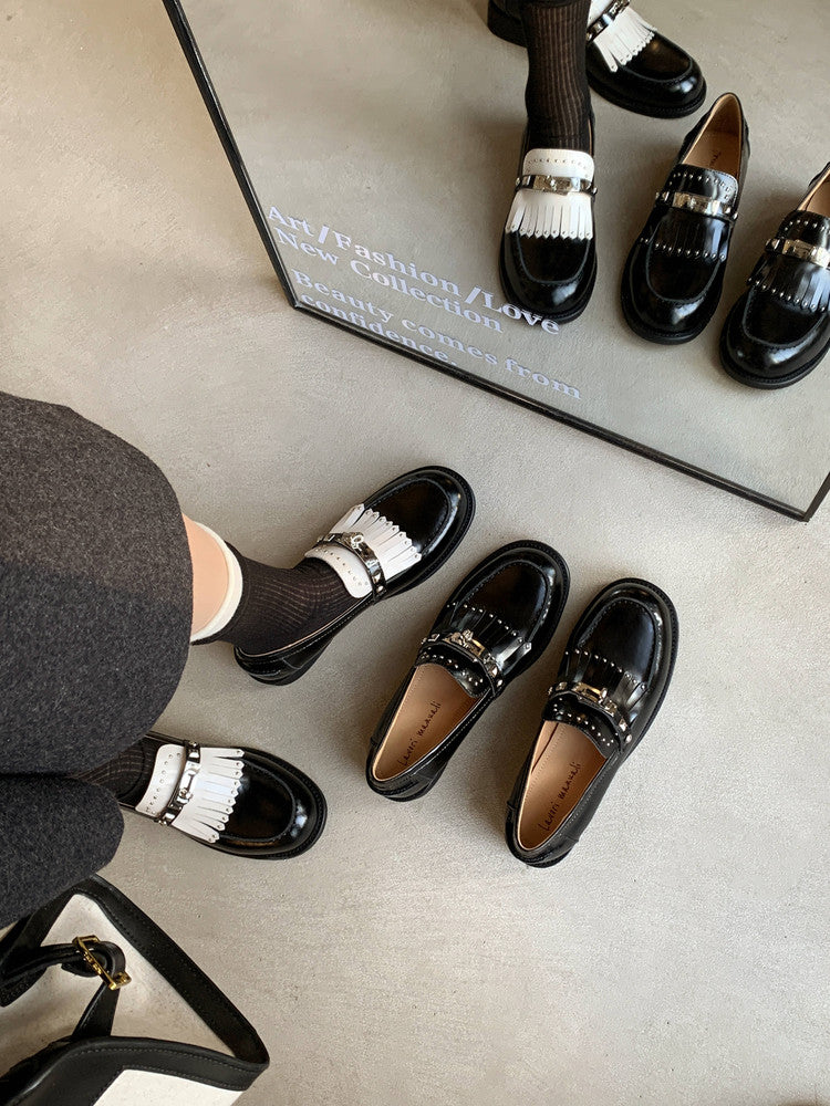 Karin Luna Casual Shoes Series~ Spot Goods Spot Goods Hot-selling Tassel Element Small Gold Buckle Single Shoes