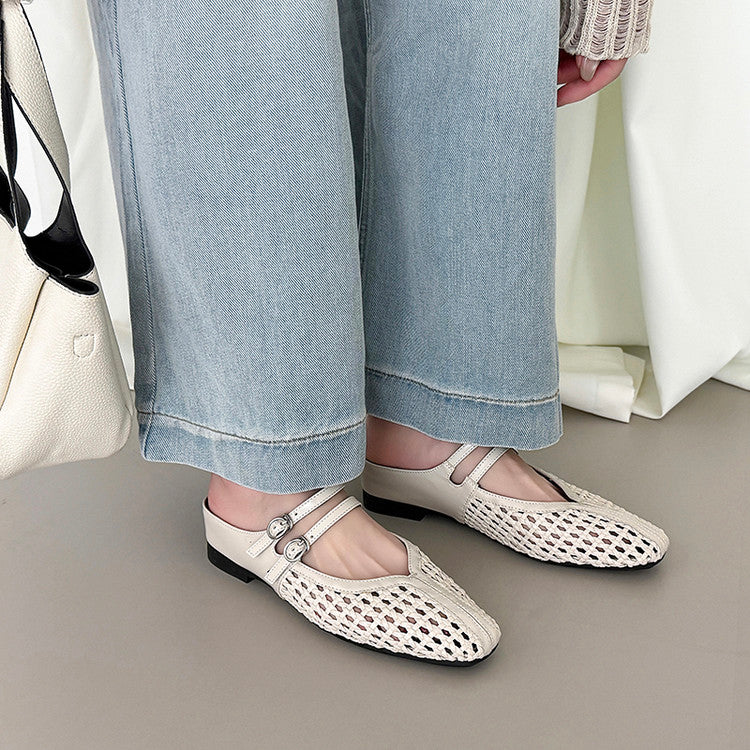 Karin Luna In Stock Spot Goods Hollow Woven One-Strap Closed-Toe Slippers