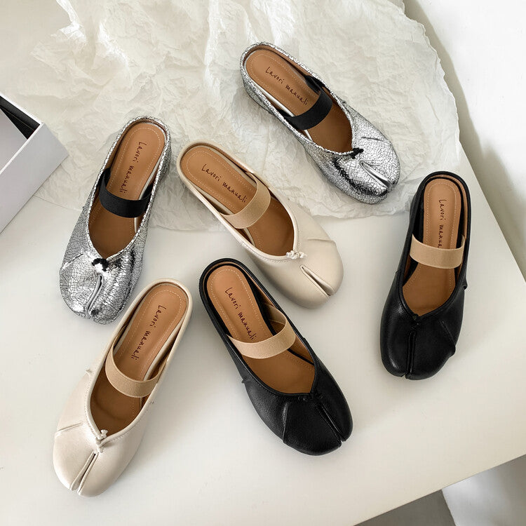 Karin Luna Classic Split-Toe Shoes  Explosive Pattern One-Strap Mary Jane Height-Increasing Full Leather Closed-Toe Slippers