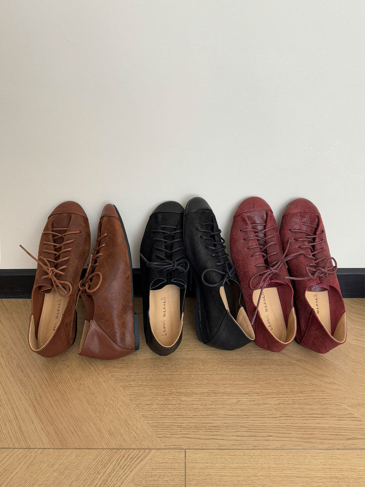 Karin Luna In Stock In Stock   Xiaohongshu Hot-Selling Lace-Up Round-Toe Deep Mouth Single Shoes