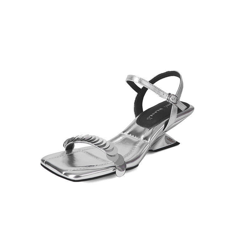 Karin Luna In Stock Spot Goods   Sequin One-Strap Irregular Heel Sofa Insole Sandals