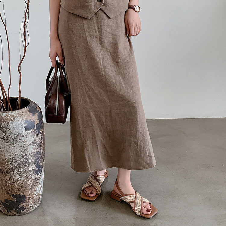 Karin Luna In Stock  Spot Goods Woven Style  Cross-strap Vacation Style Flat Sandals