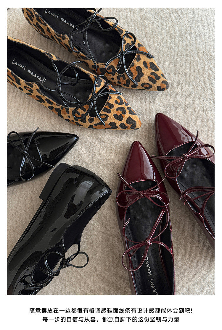 Karin Luna In Stock Spot Goods  Hot-selling Element Bowknot Square Toe Pointed Toe Single Shoes