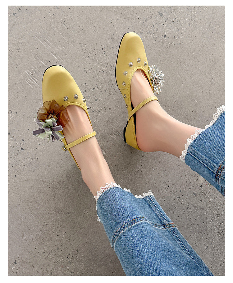 Karin Luna In Stock Spot Goods  Full-grain leather inside and out  Ultra Exquisite Round Toe Hidden Heel Closed-Toe Slippers