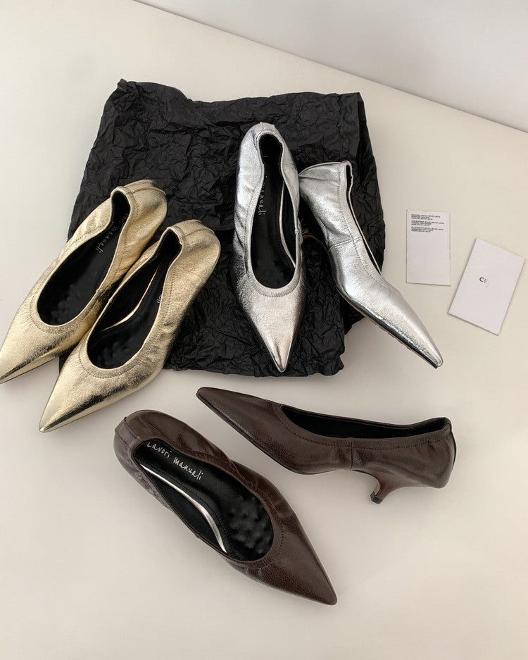 Karin Luna In Stock Spot Goods    Vintage Classic Style Shallow Mouth Single Shoes