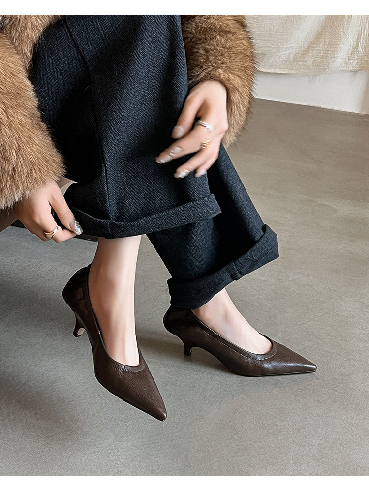 Karin Luna In Stock Spot Goods    Vintage Classic Style Shallow Mouth Single Shoes