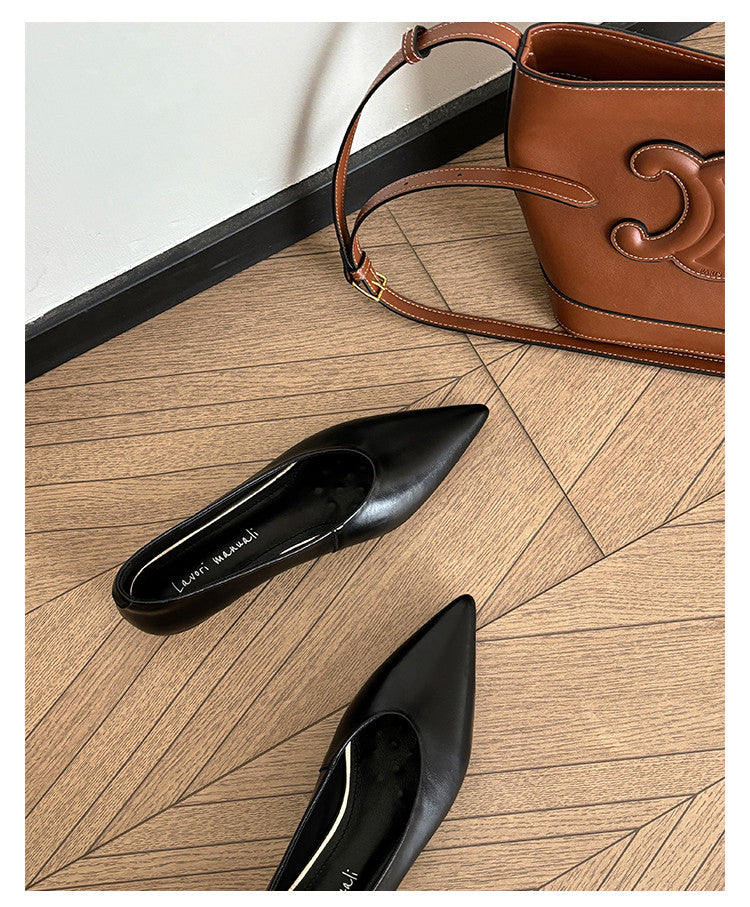 Karin Luna In Stock Spot Goods Classic three-color pointed toe metal heel shoes