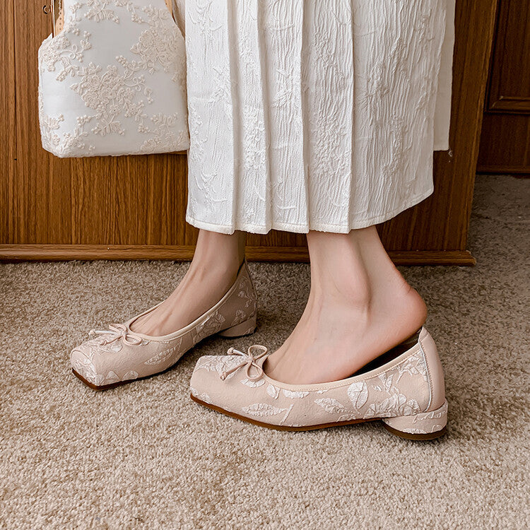 Karin Luna In Stock  In stock  Vintage Chinese Style Embroidered Rose~ Butterfly Knot Granny Shoes