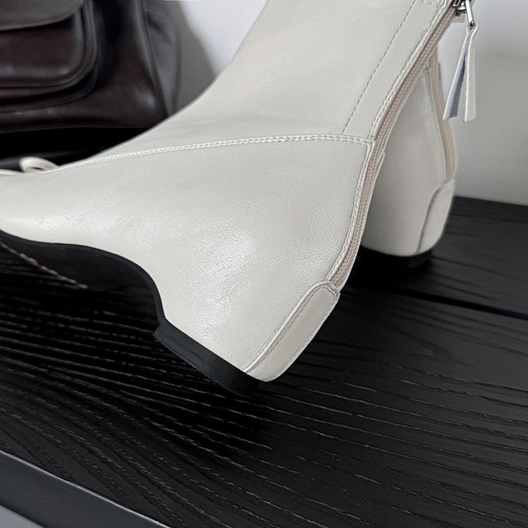 Karin Luna French Style Square Toe Bowknot Hidden Wedge Slim Boots