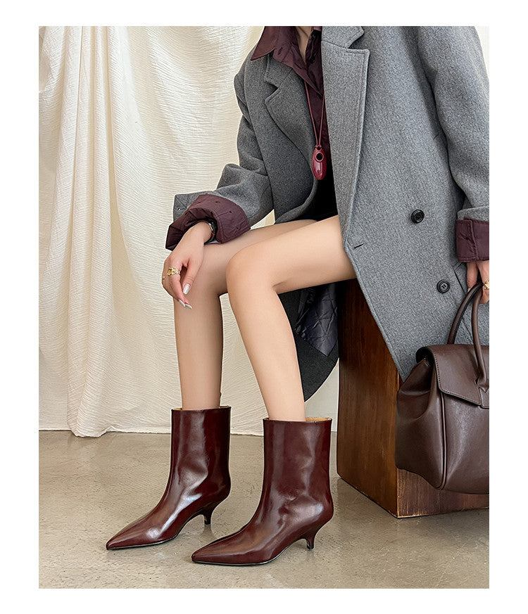 Karin Luna In Stock Spot Goods Minimalist Tube Kitten Heel Short Boots
