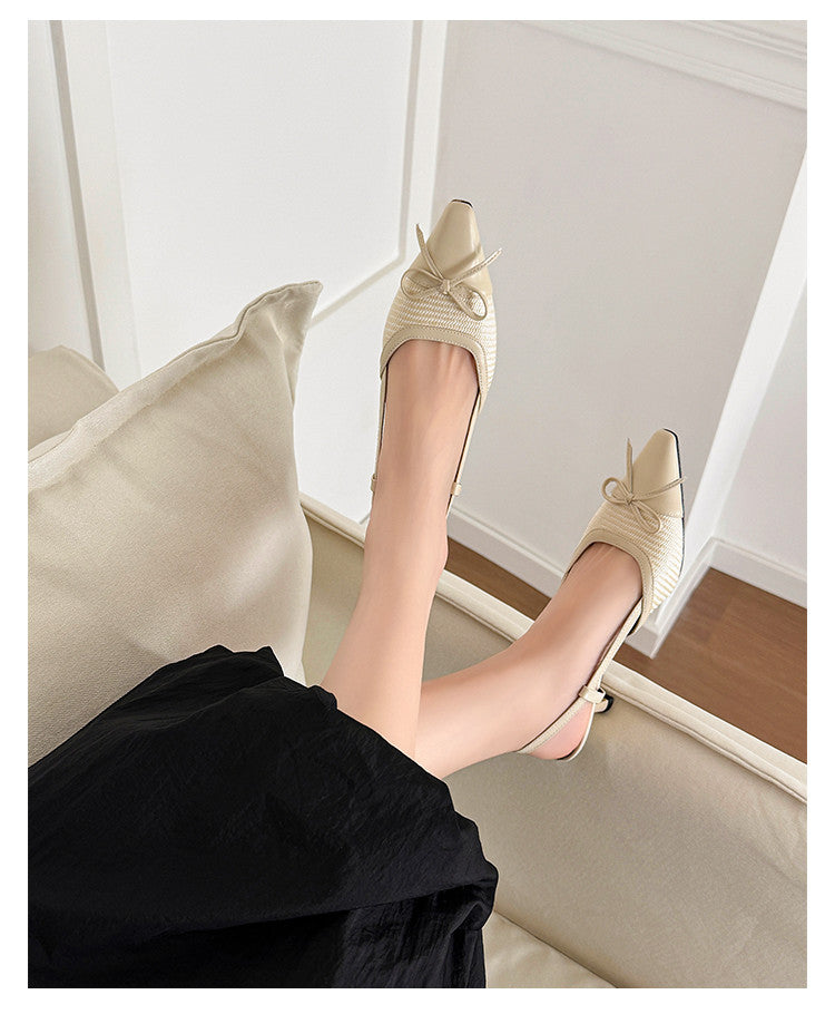 Karin Luna In Stock Spot Goods Braided Style Elegant Thin Heel Pointed Toe Closed-Toe Sandals