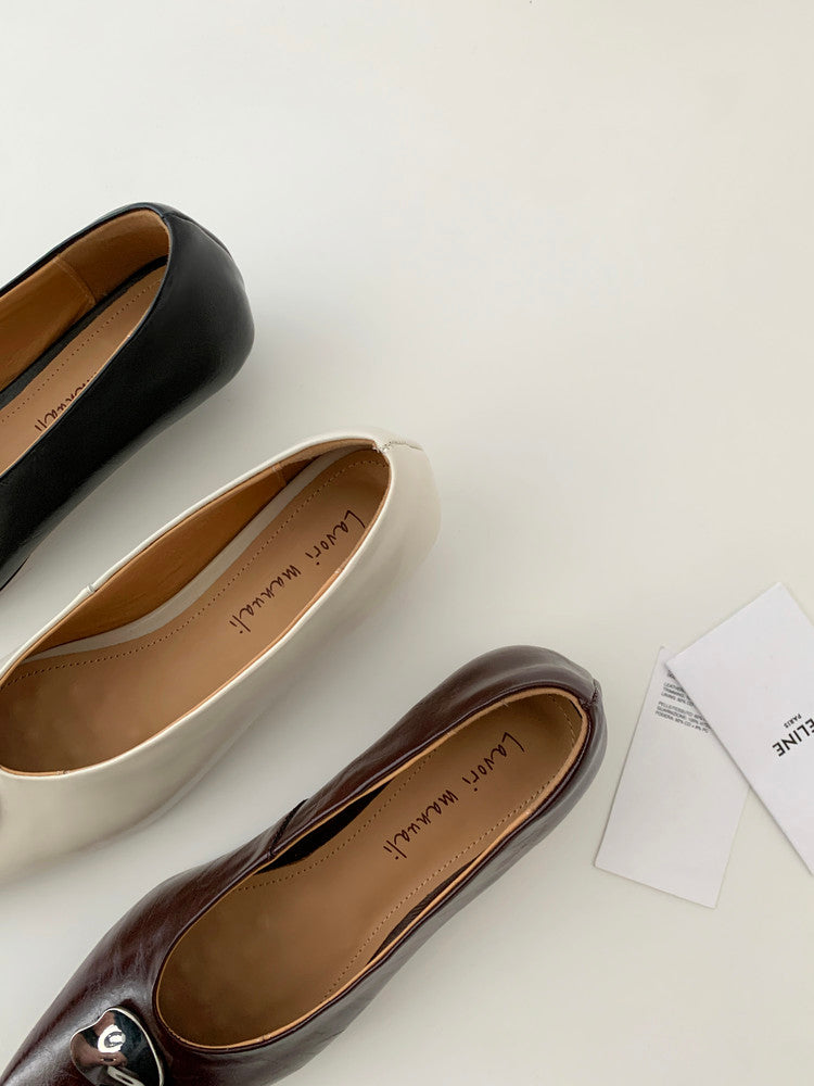 Karin Luna In Stock Spot Goods  Small Metal Decoration Thick Heel Single Shoes