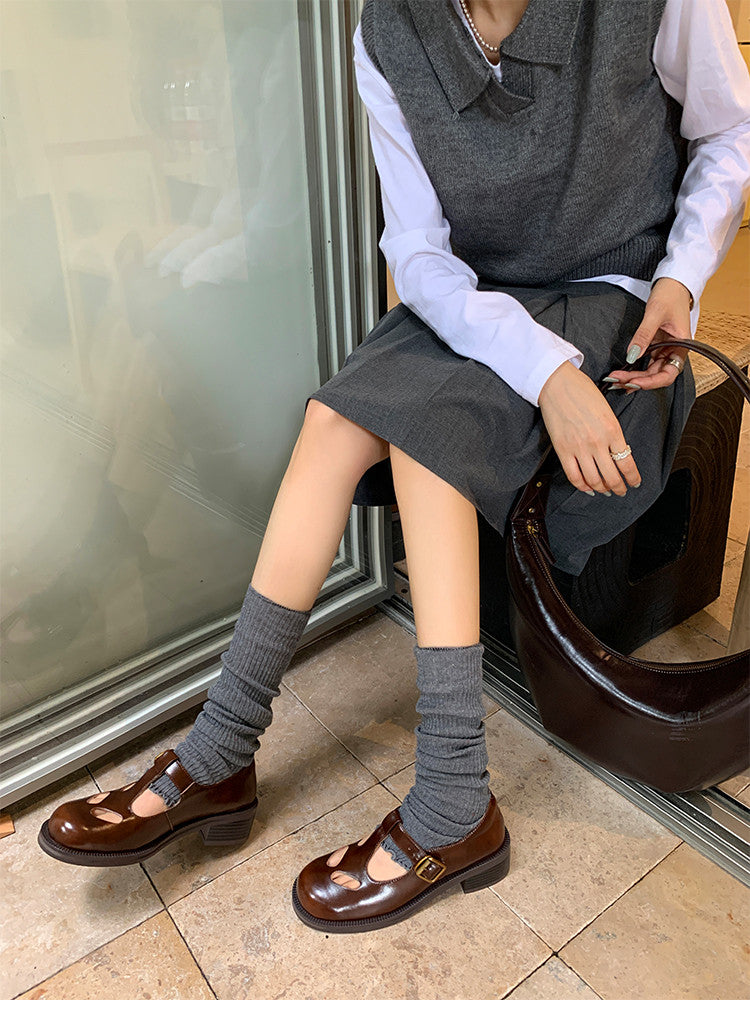 Karin Luna In Stock Spot Goods Minimalist Retro British Style Irregular Hollow Single Shoes