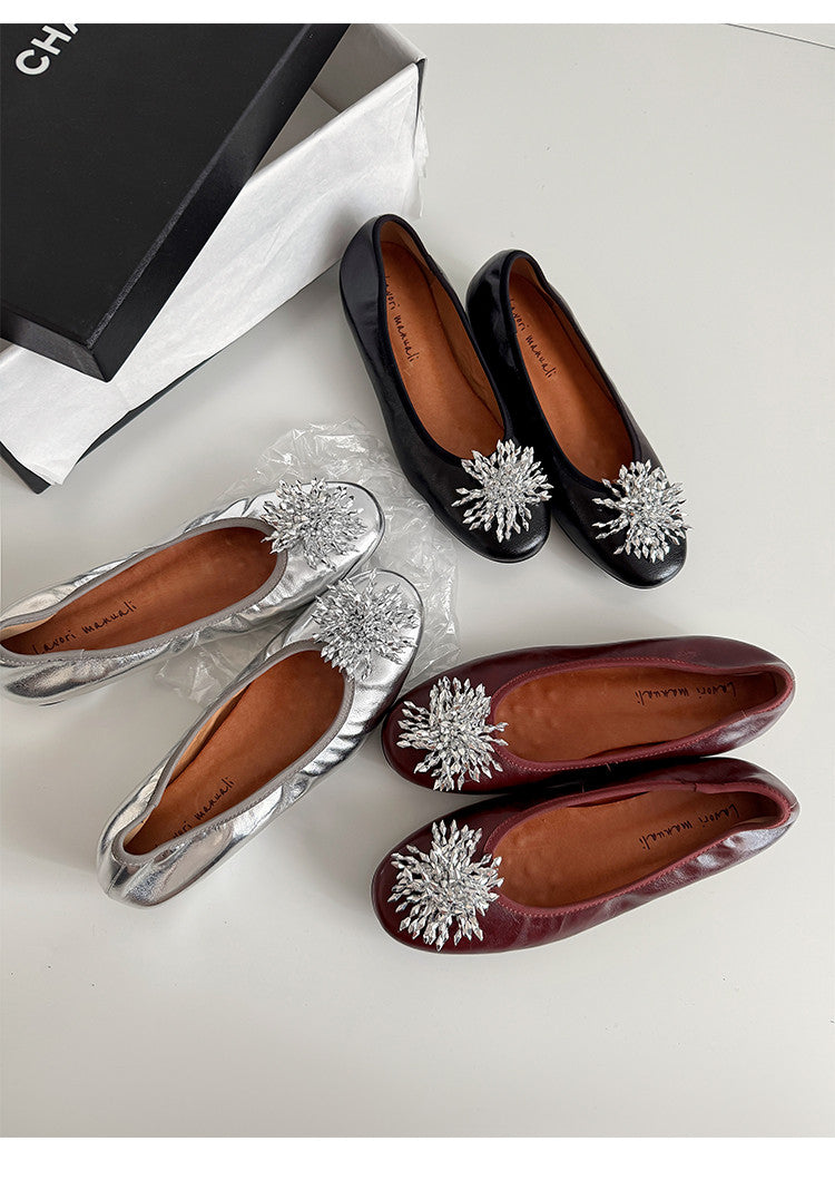 Karin Luna Full Leather Inside and Out~Gorgeous Fireworks Flat Granny Shoes