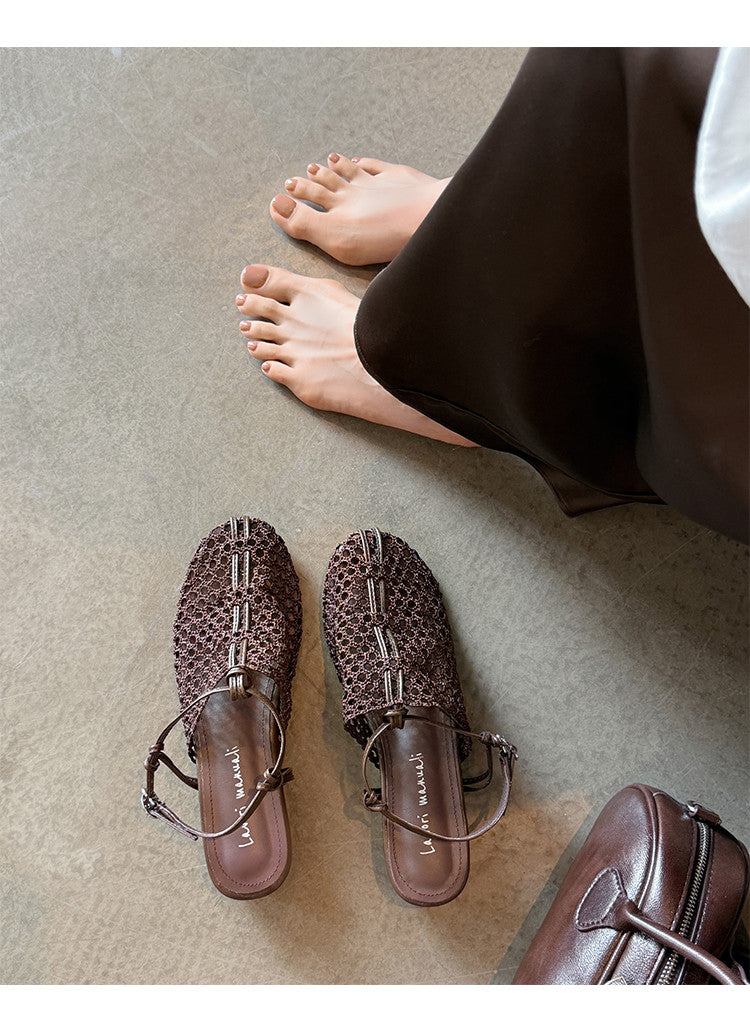 Karin Luna In Stock Spot Goods  Resort Style Series~Casual woven closed-toe flat sandals