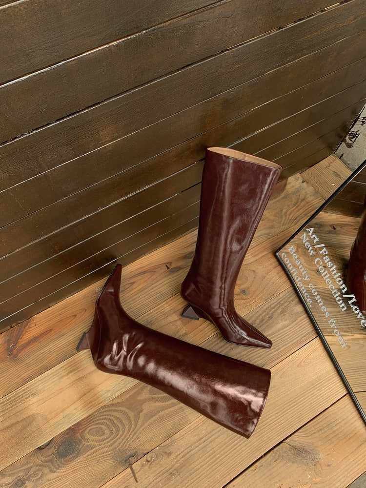 Karin Luna European and American Style Unisex Square-Toed Long Boots