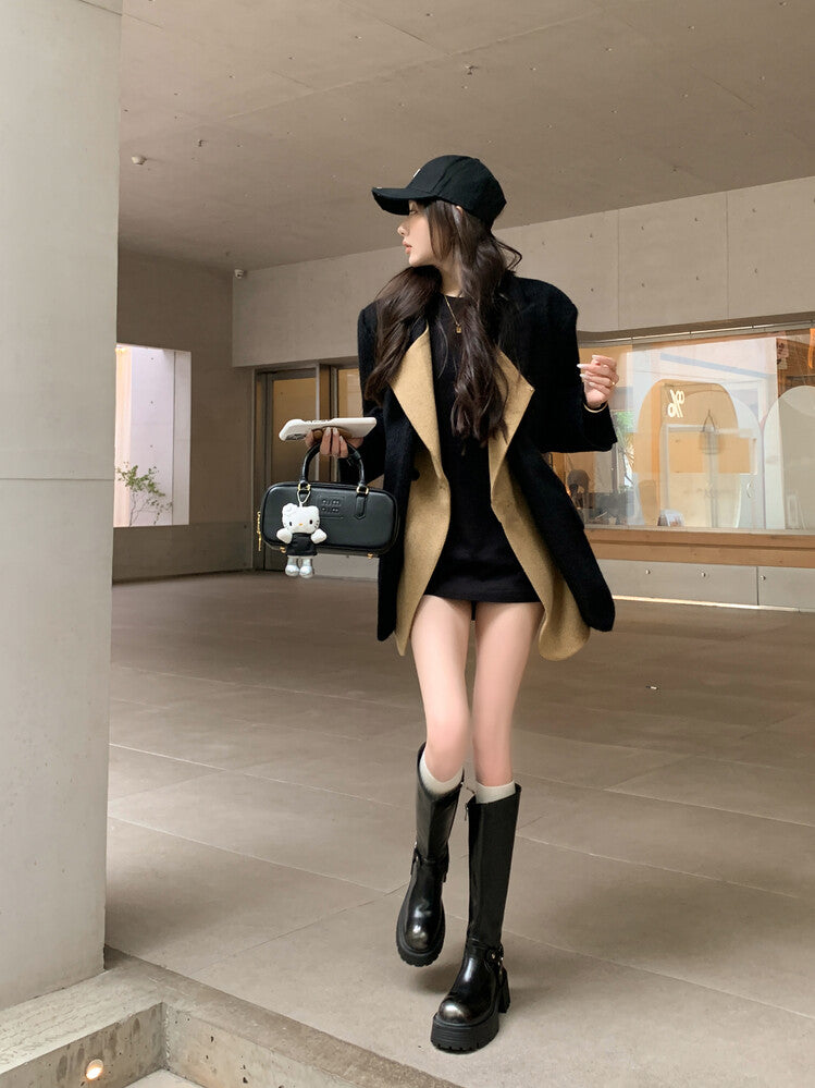 Karin Luna In Stock In Stock Slimming Diagonal Cut Tube Top  Best-selling in stock Retro Metal Buckle Thick-Soled Long Boots