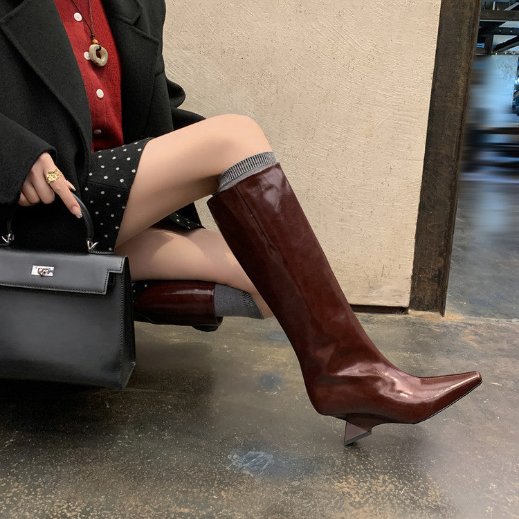 Karin Luna European and American Style Unisex Square-Toed Long Boots