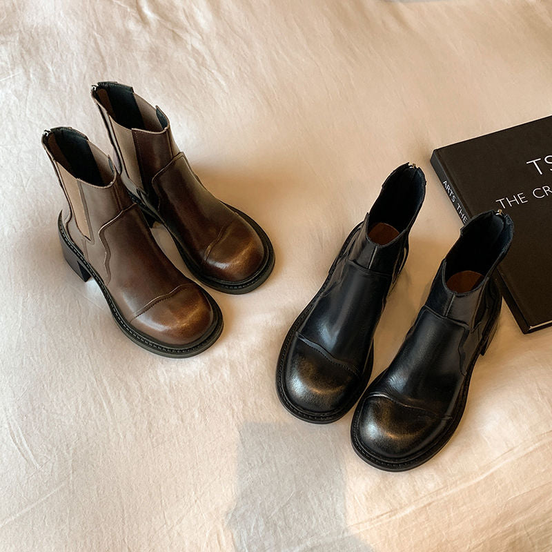Karin Luna In Stock Spot Goods  Round Toe Stretch Round Toe Chelsea Short Boots
