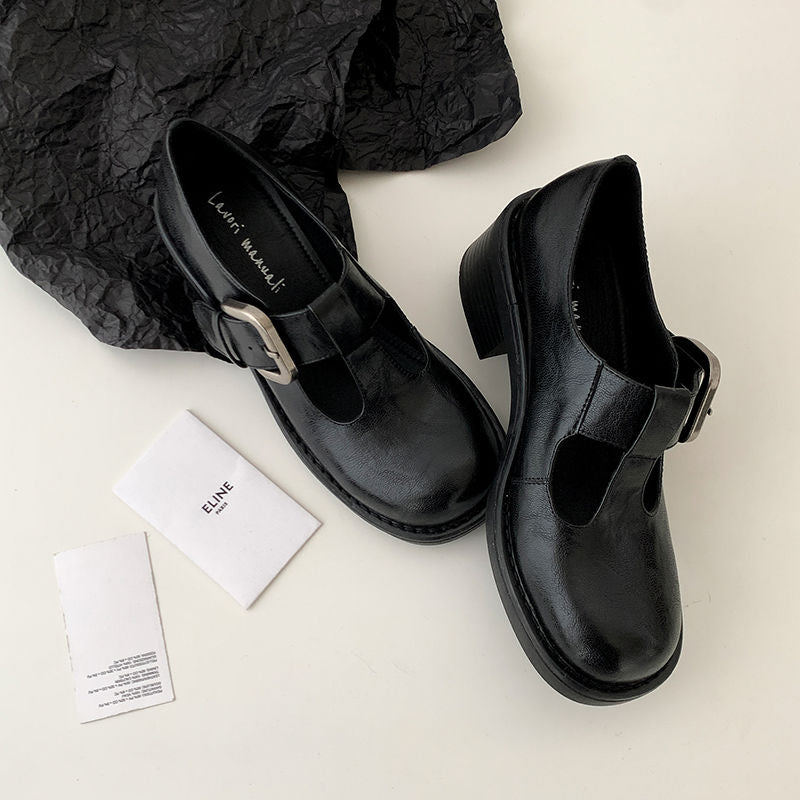 Karin Luna In Stock Spot Goods round Head t Round Toe British Style Single Shoes