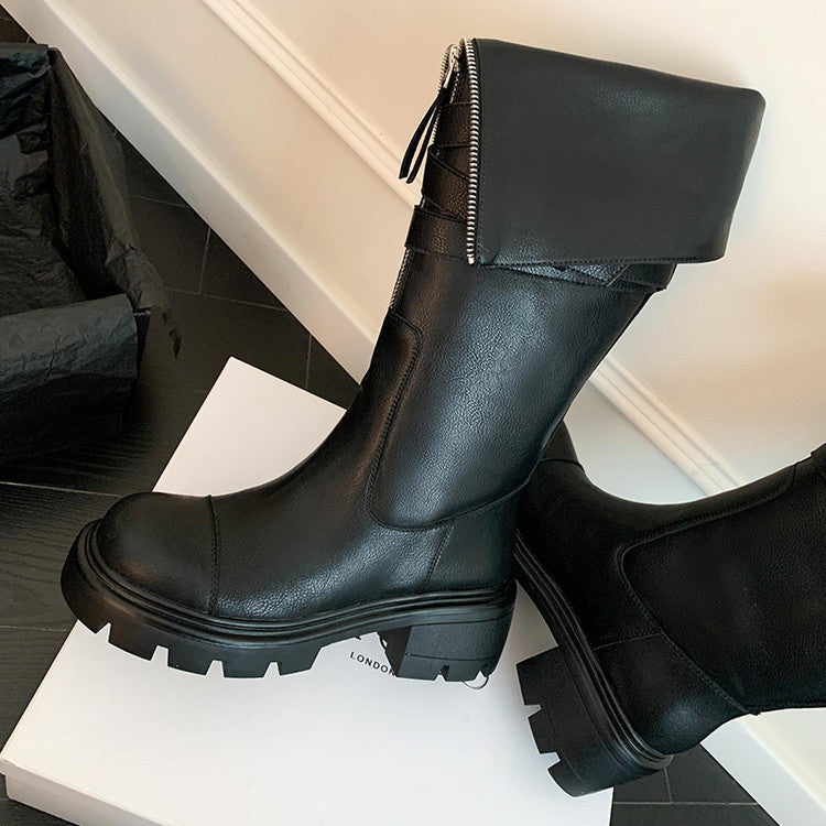 Karin Luna In Stock In-stock Foldable Niche Thick-soled Knight Boots