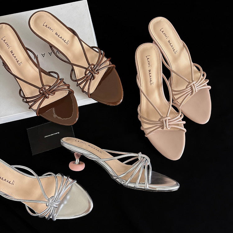 Karin Luna In Stock In Stock  In Stock Round Toe Cross Hollow Round Toe Stiletto Slippers