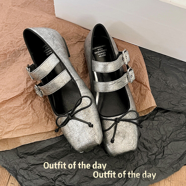 Karin Luna Future Sense silver~Spot Goods Spot Goods Hot-selling Bowknot Retro Belt Buckle Ballet Mary Jane Shoes