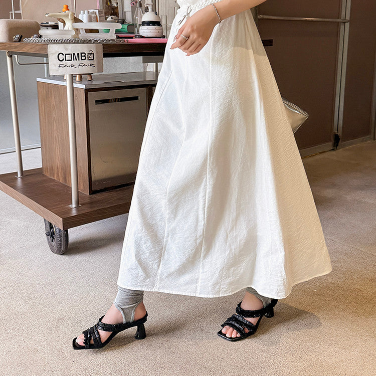 Karin Luna In Stock  Spot Goods  Unique Square-Toe Pleated Lace Sandals