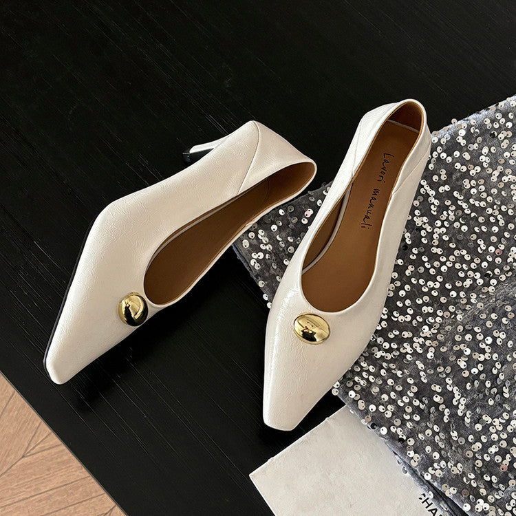 Karin Luna In Stock In Stock ~Basic Versatile French Style Small Square Toe Shallow Mouth Single Shoes