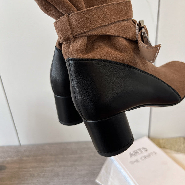 Karin Luna In Stock Spot Goods  Belt Buckle High Heel Large Tube Small Short Boots